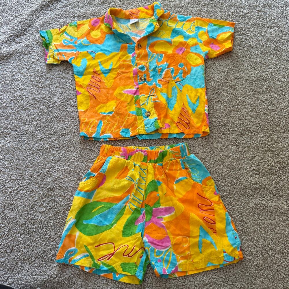 All Small Co. Hawaiian Tropical Vibrant Colorful Set Size 4